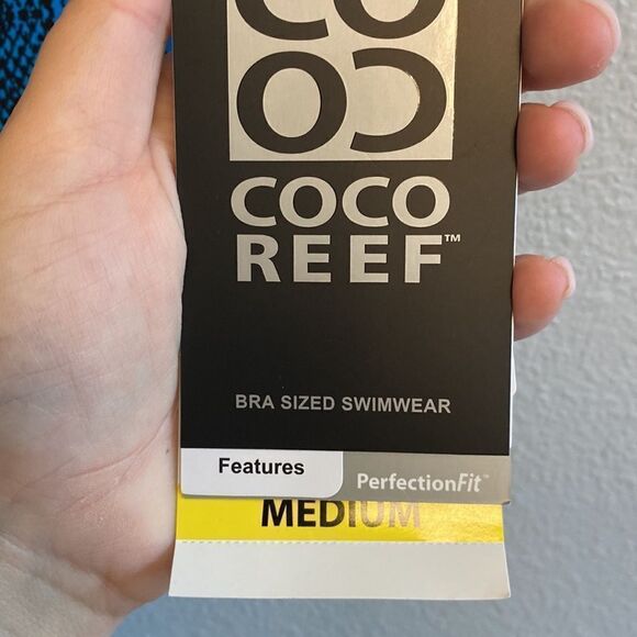 NWT- Coco Reef- blue snakeskin high waisted reversible bikini bottom- Size Med - Picture 5 of 13